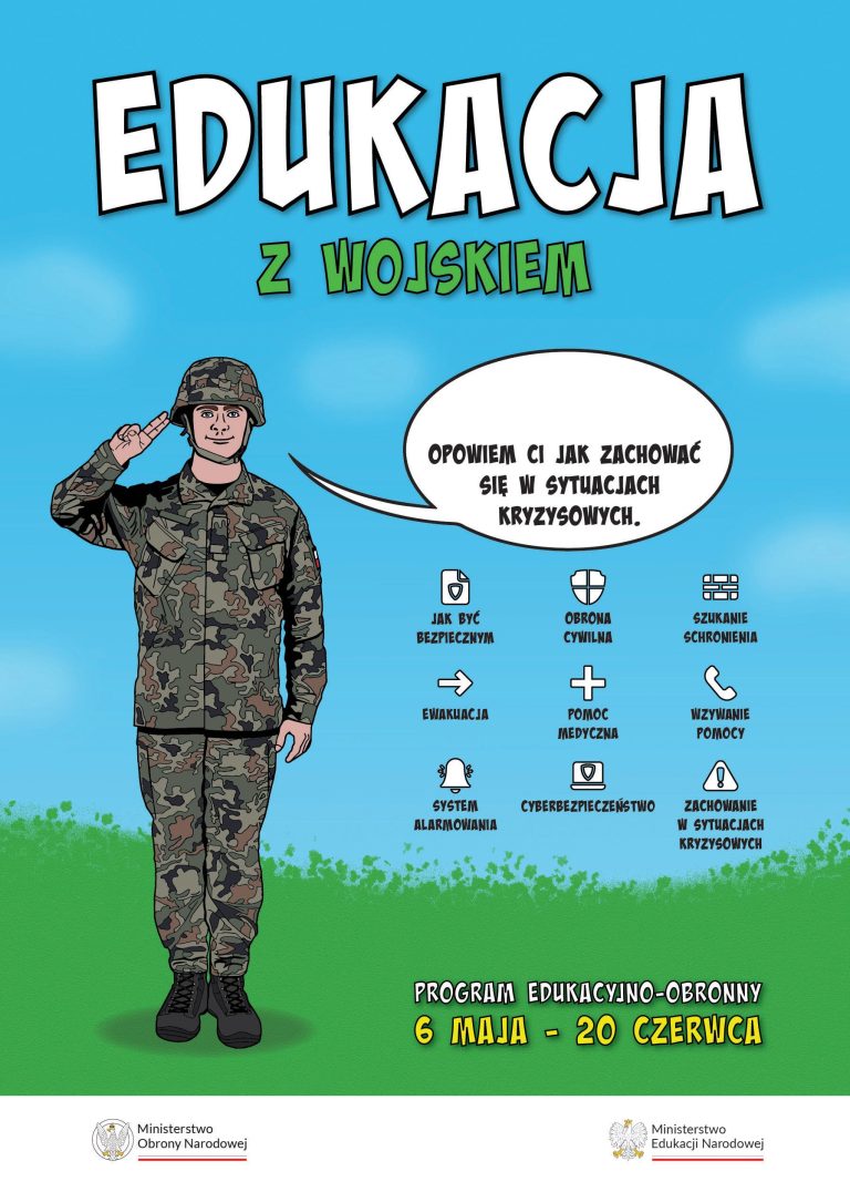 Plakat promujący edukację wojskową.