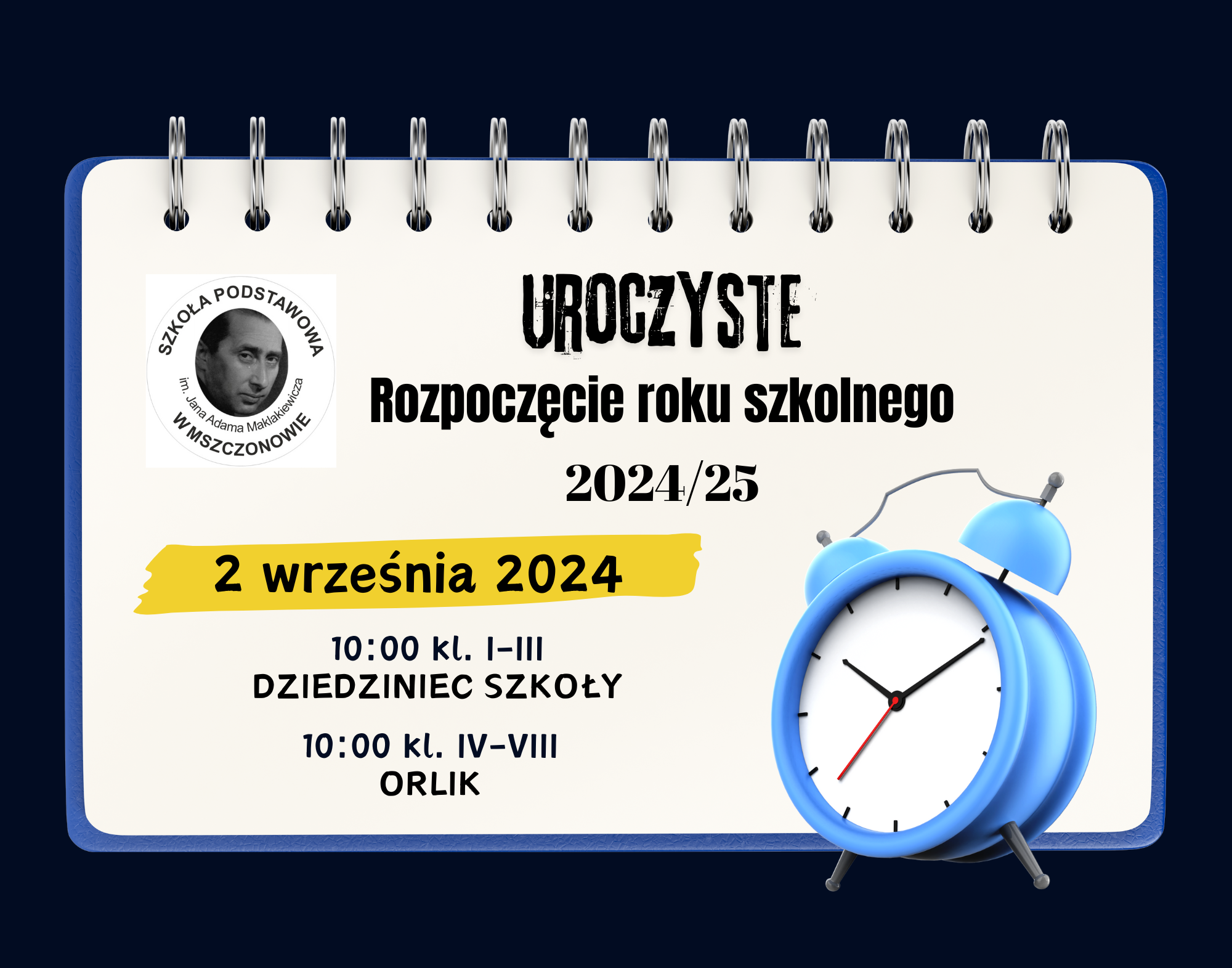 Plakat dotyczący organizacji rozpoczęcia roku szkolnego 2024/25